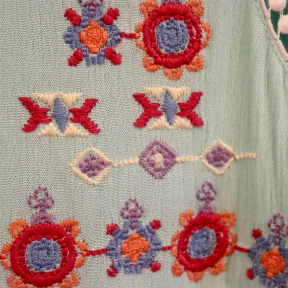 TRIXXI GIRL Hi-Lo Sleeveless Girls Mint Green Gauze Dress Embroidered. NWT - Picture 4 of 9